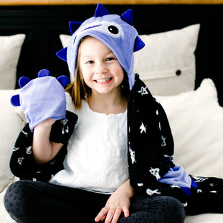 Purple Snuggle Monster 30" x 40" Coral Fleece Hooded Blanket