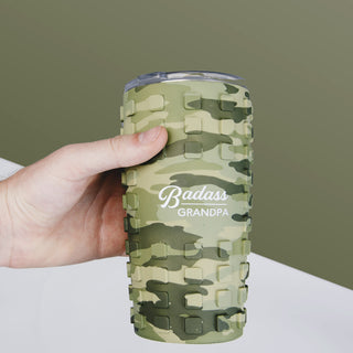 Badass Grandpa 20 oz Travel Tumbler with 3D Silicone Wrap
