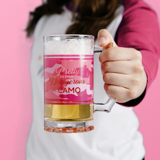 Pretty in Pink 16 oz Glass Stein