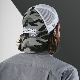 Badass Dad Gray Camo Adjustable Mesh Hat