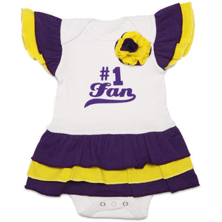 Purple & Gold #1 Fan Onesie Dress 0-6 Months