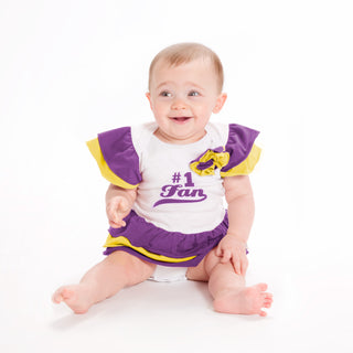 Purple & Gold #1 Fan Onesie Dress 0-6 Months