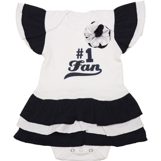 Navy & White #1 Fan Onesie Dress 0-6 Months