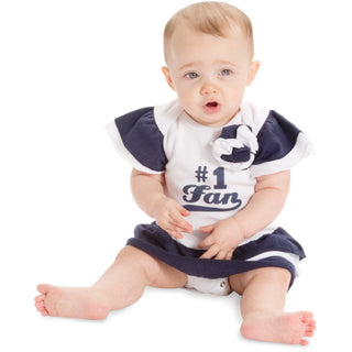 Navy & White #1 Fan Onesie Dress 0-6 Months