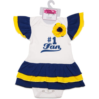 Blue & Gold #1 Fan Onesie Dress 0-6 Months