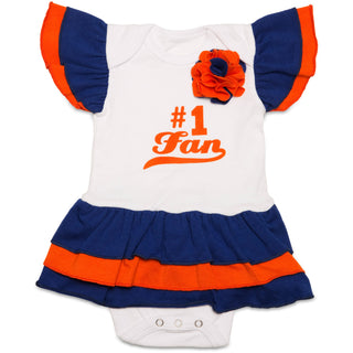 Blue & Orange #1 Fan Onesie Dress 0-6 Months