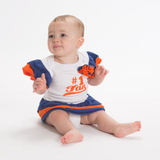 Blue & Orange #1 Fan Onesie Dress 0-6 Months