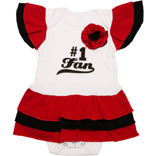 Red & Black #1 Fan Onesie Dress 0-6 Months