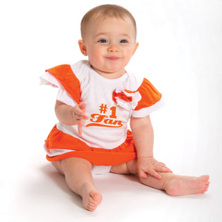 Orange & White #1 Fan Onesie Dress 0-6 Months