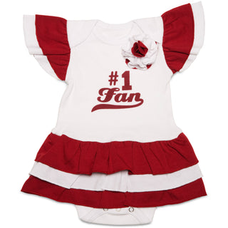 Maroon & White #1 Fan Onesie Dress 0-6 Months