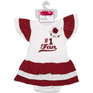 Maroon & White #1 Fan Onesie Dress 0-6 Months