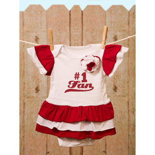 Maroon & White #1 Fan Onesie Dress 0-6 Months