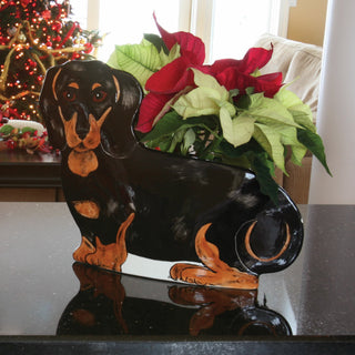 Macy Dachshund - 9.5" x 12" Dog Planter Vase