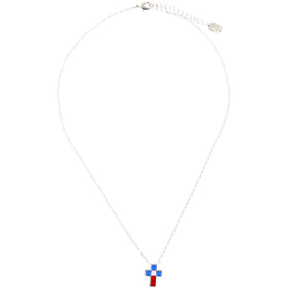 God Bless 16" - 18" Rhodium Plated Crystal Necklace