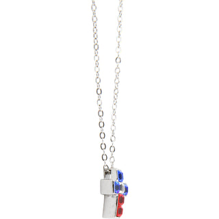 God Bless 16" - 18" Rhodium Plated Crystal Necklace
