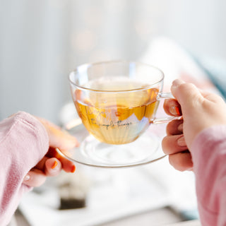 Enjoy 7 oz Glass Teacup and Saucer