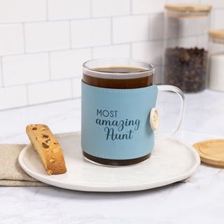 Aunt 16 oz Wrapped Glass Mug with Coaster Lid