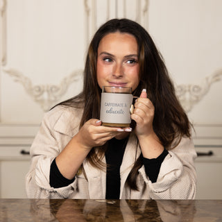 Educate 16 oz Wrapped Glass Mug with Coaster Lid