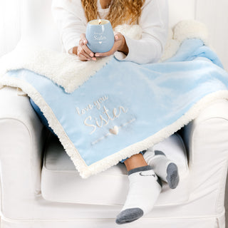Sister 42" x 50" Sherpa Lined, Royal Plush Blanket Gift Set