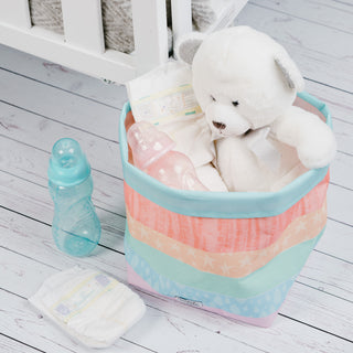 Rainbow Stripes 7.25" x 9" Canvas Basket