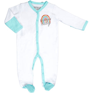 Blessed Baby 0-6 Months Teal Trimmed Sleeper
