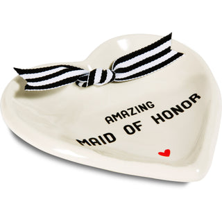 Maid of Honor 4.5" x 4.5" Heart-Shaped Keepsake Dish