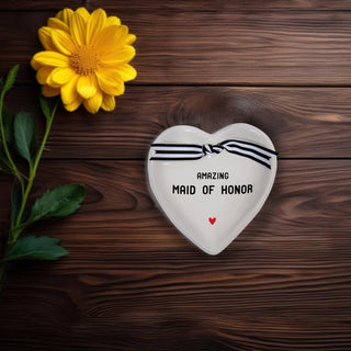 Maid of Honor 4.5" x 4.5" Heart-Shaped Keepsake Dish