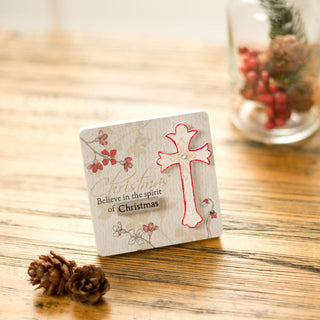 Christmas Spirit 3" x 3" Self-Standing Plaque
