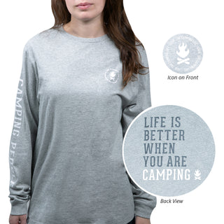 Camping People Small Heather Gray Unisex Long Sleeve T-Shirt
