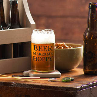 Beer Makes Me Hoppy 16 oz Beer Can Glass Tealight Holder