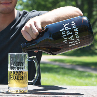 Drink Happy 64 oz Glass Growler