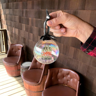 Camping 4" Iridescent Glass Ornament