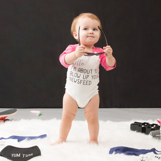 Newsfeed 12-24 Months 3/4 Length Pink Sleeve Onesie