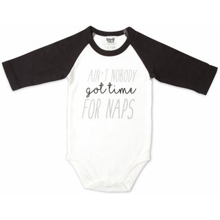 Nobody Got Time 6-12 Months 3/4 Length Black Sleeve Onesie