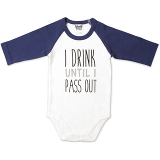 Pass out 12-24 Months 3/4 Length Navy Sleeve Onesie