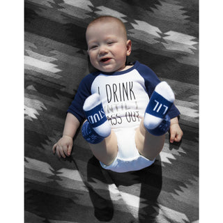 Pass out 12-24 Months 3/4 Length Navy Sleeve Onesie