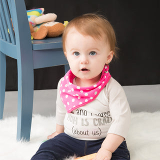 Pink Feed Me Reversible Handkerchief bib