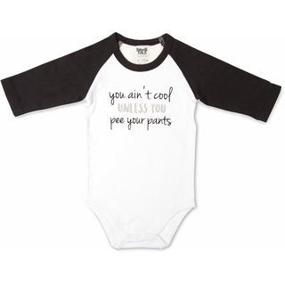 Ain't Cool 12-24 Months 3/4 Length Black Sleeve Onesie