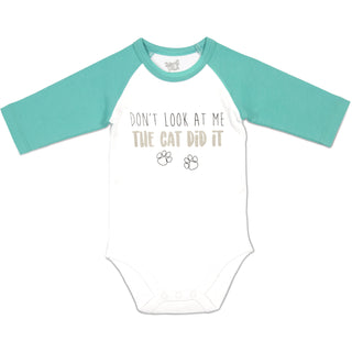Cat Did It 6-12 Months 3/4 Length Teal Sleeve Onesie