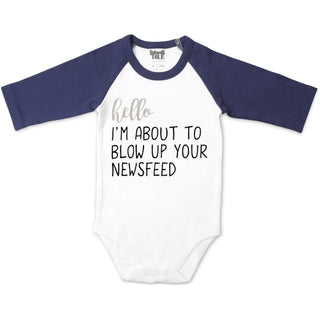 Newsfeed 12-24 Months 3/4 Length Navy Sleeve Onesie