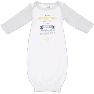 Sagittarius 0-3 Months Gown with Mitten Cuffs
