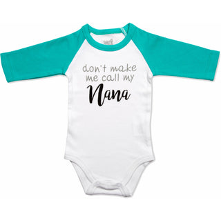 Nana 6-12 Months 3/4 Length Teal Sleeve Onesie