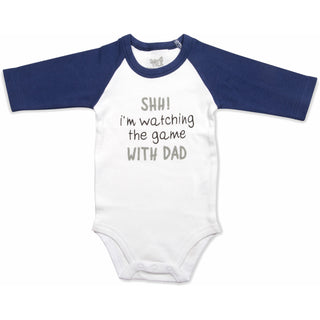 Game with Dad 12-24 Months 3/4 Length Navy Sleeve Onesie