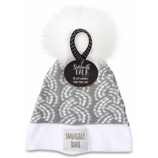 Snuggle Bug Gray Knit Pom Pom Hat (12-24 Months)