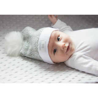 Snuggle Bug Gray Knit Pom Pom Hat (12-24 Months)