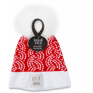 Let it Snow Red Knit Pom Pom Hat (12-24 Months)