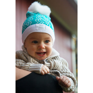 Snow Angel Teal Knit Pom Pom Hat (0-12 Months)
