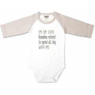 Grandma Retired 12-24 Months 3/4 Length Gray Sleeve Onesie
