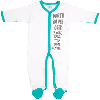 B.Y.O.B. 0-6 Months Teal Trimmed Sleeper