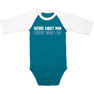 Mama's Boy 12-24 Months 3/4 Length Sleeve Prussian Blue Onesie